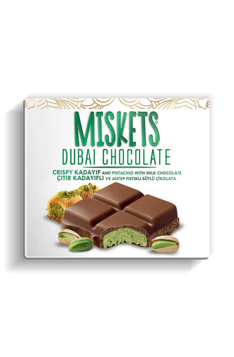 En boks med Miskets Dubai sjokolade