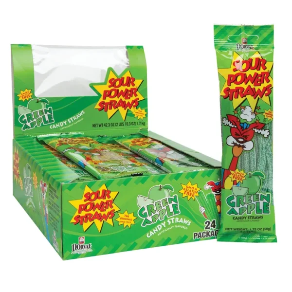 Grønt eple godteri rør fra "Sour Power Straws"