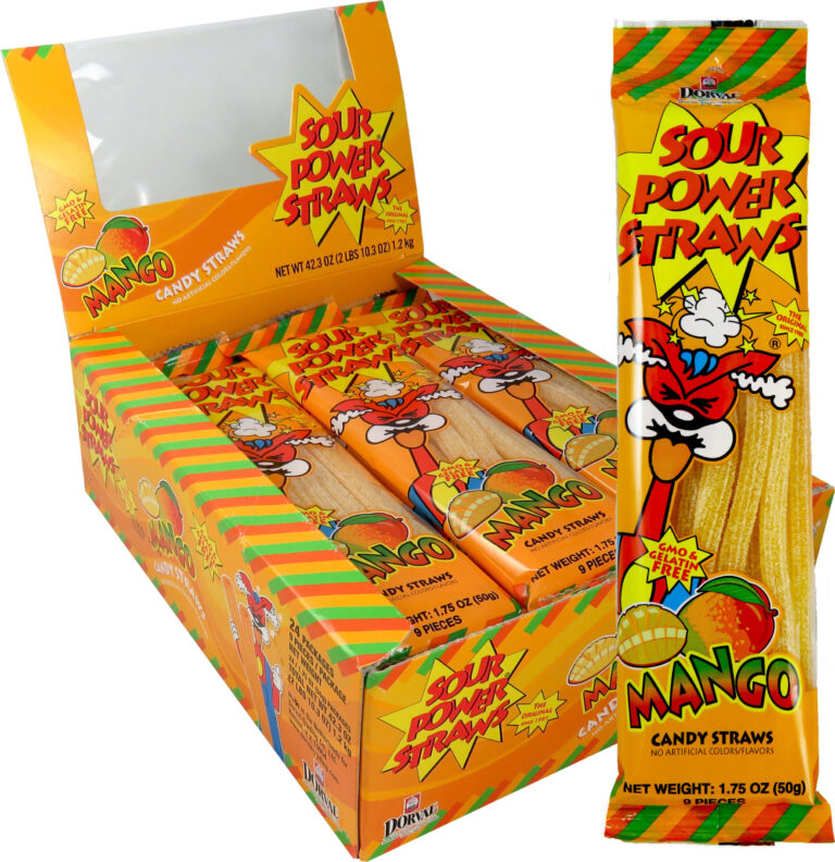 Mango godteri rør fra "Sour Power Straws"