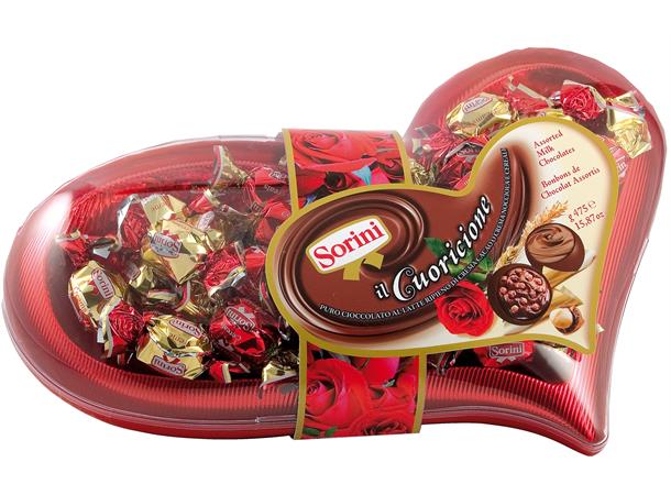 hjerteformet boks med sjokolade merket "Cuoricione" fra Sorini