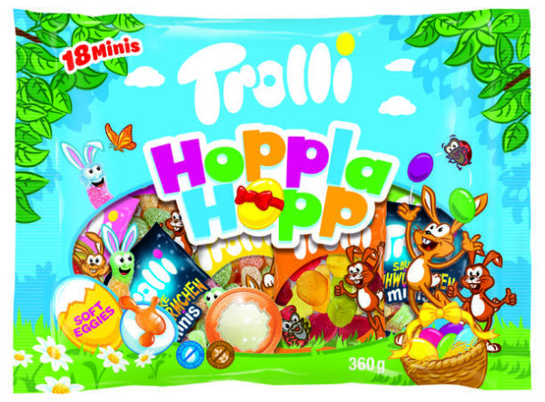 Pakke med søtsaker fra Trolli Hoppla hopp