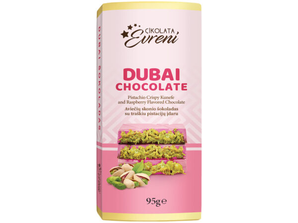 Eureni Dubai Pistacchio og bringebær Sjokolade 95g